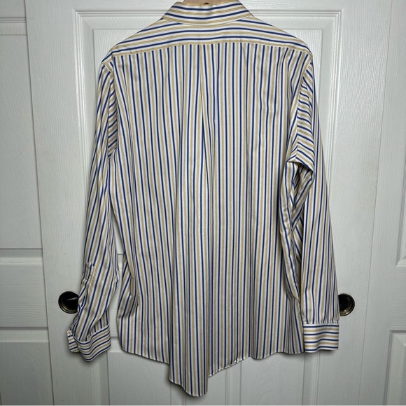 Brooks Brothers Traditional Fit Button Down No-Iron Shirt 16-4/5 Yellow Striped - Picture 2 of 16
